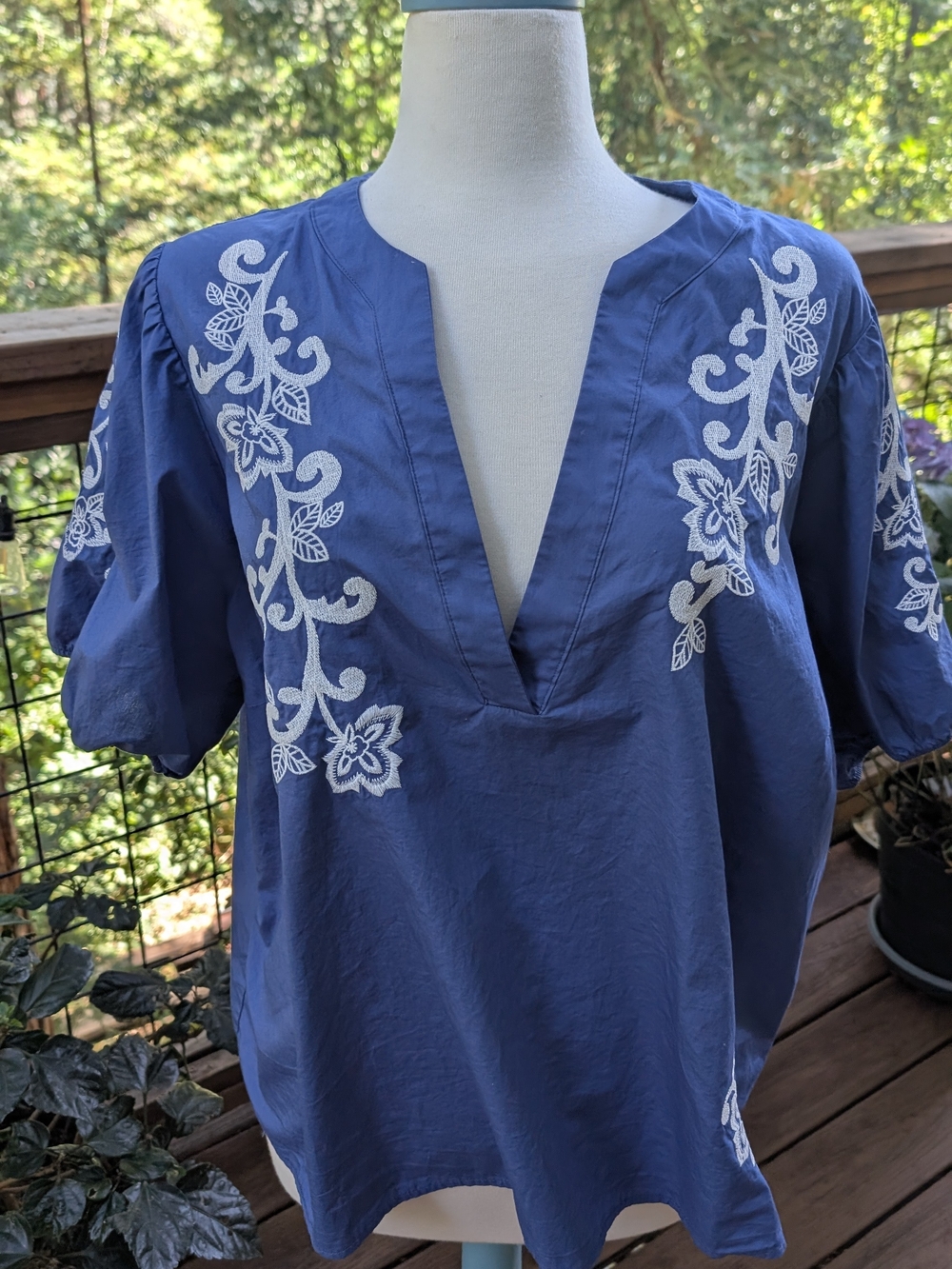 torrid Blue V-Neck Embroidered Tunic